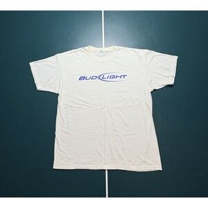vintage 90s BUD LIGHT BEER T-Shirt Size XL alcohol Promo Anvil Tag White Blue